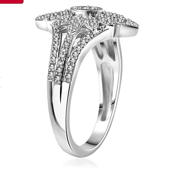 EverTrue White Diamond Accent Floral Ring in Platinum Bond - Picture 4 of 6